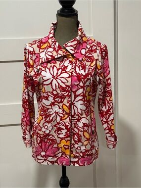 Floral Utility Jacket in Pink, Red & Yellow